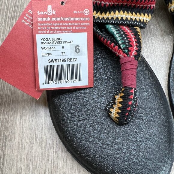 Sanuk Yoga Sling Thong Sandals Women 6 Stretch Slingback Tribal Print Multicolor - Picture 7 of 10